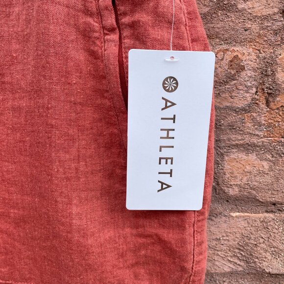[SOLD on eBay] Athleta Linen Red Tapered Athleisure Joggers Petite 14 - Picture 6 of 8